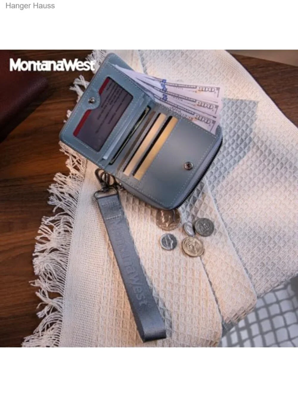 Women's Small Wallet with Detachable Wristlet RFID Blocking Faux Leather